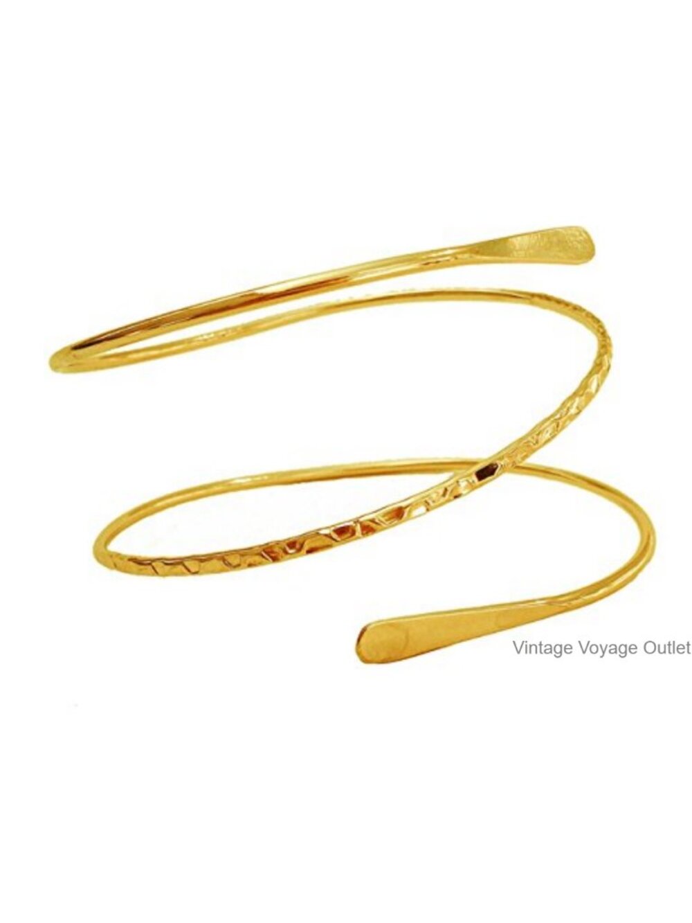 Double Layer Hammered Upper Arm Cuff Adjustable Boho Bracelet